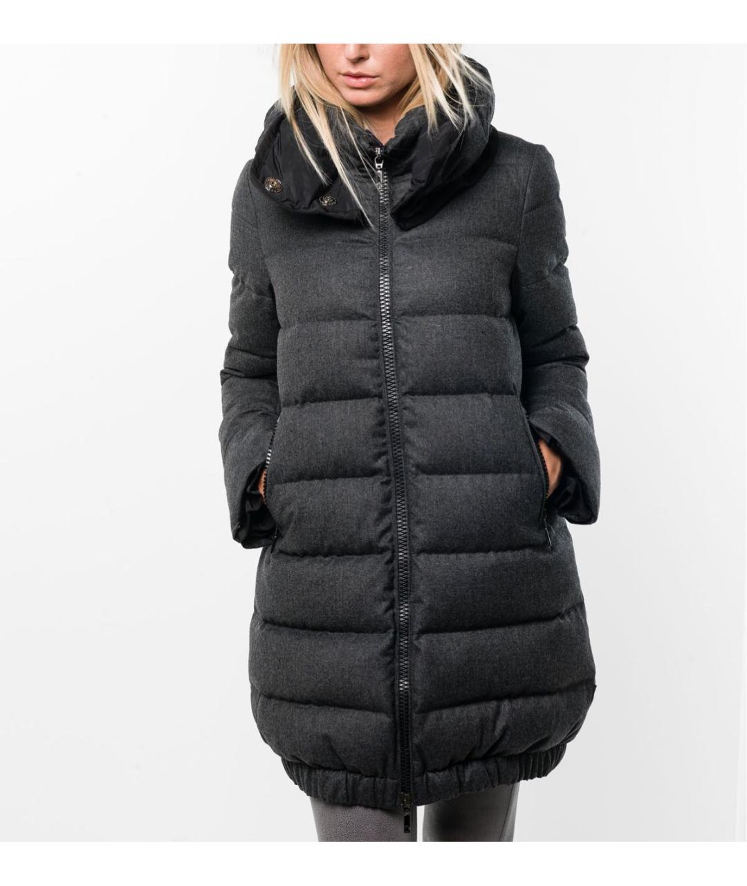 MONCLER Антрацитовый шерстяной пуховик, фото 4