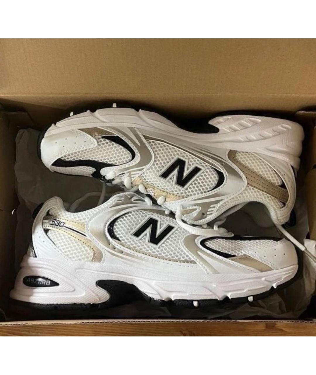 NEW BALANCE Золотые кожаные кроссовки, фото 4