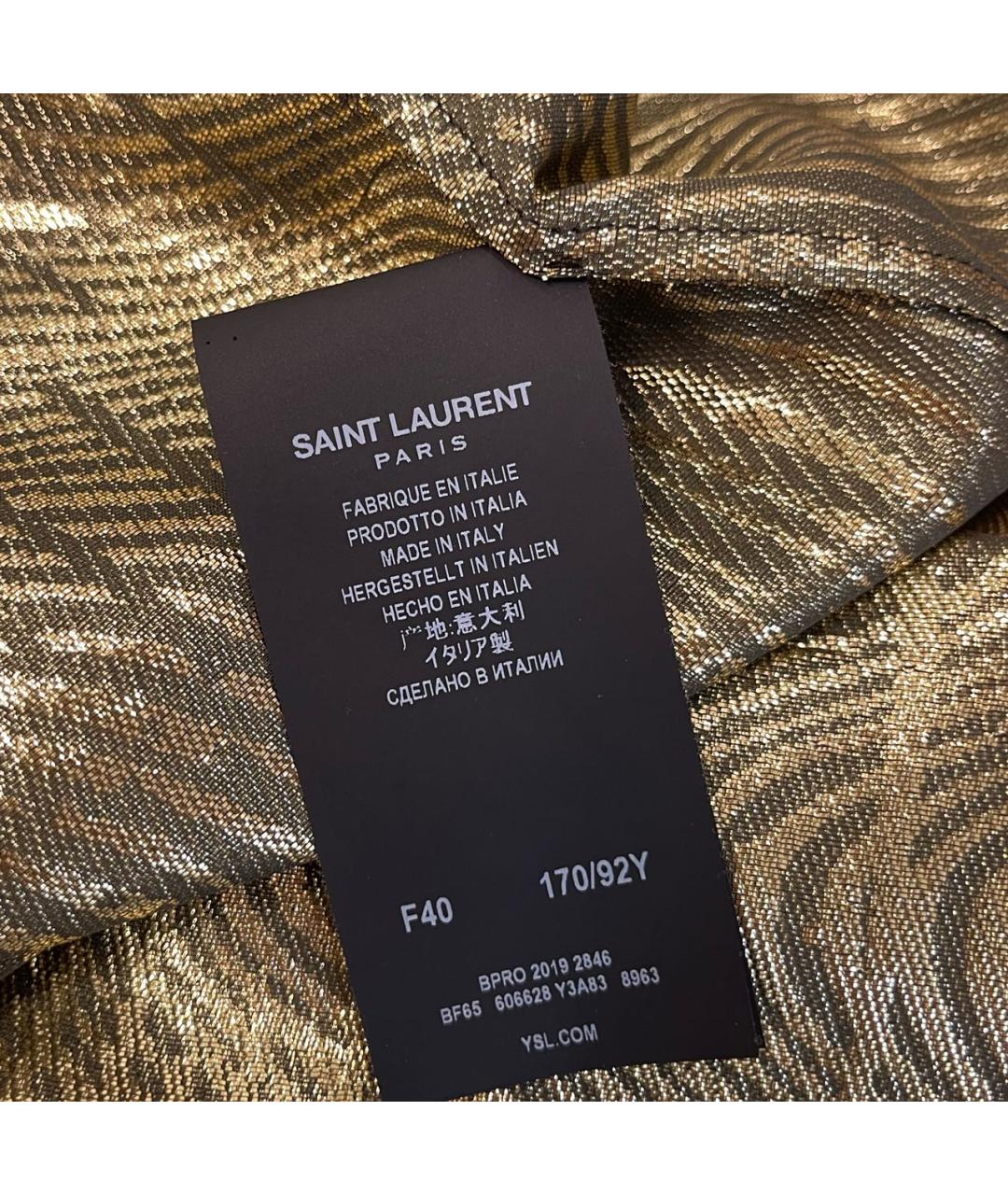 SAINT LAURENT Золотая шелковая блузы, фото 6