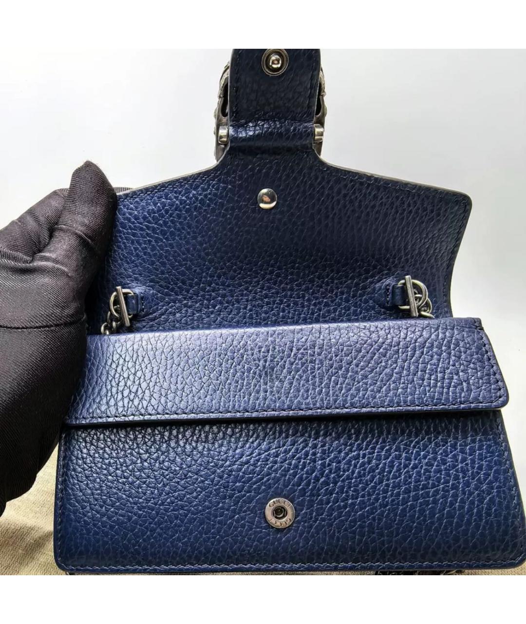 GUCCI Темно-синяя кожаная сумка через плечо, фото 3