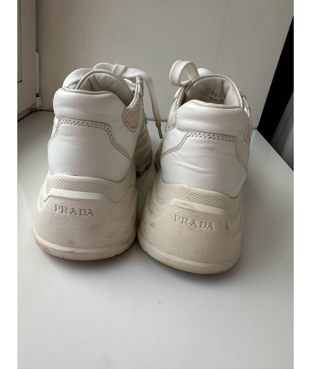 PRADA Белые кожаные кроссовки, фото 4