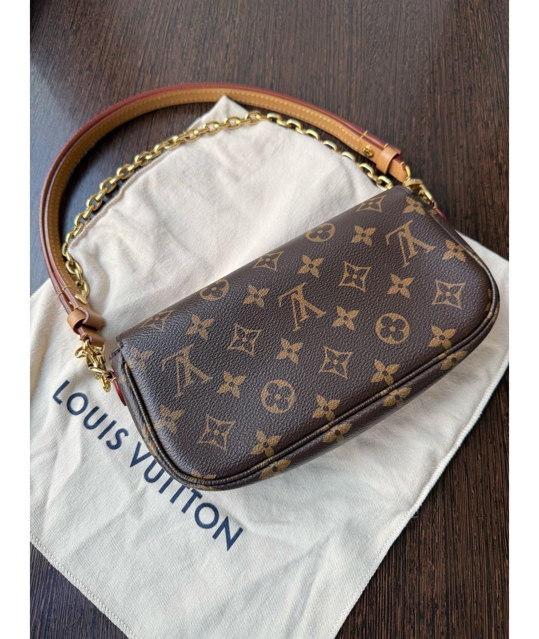 LOUIS VUITTON Коричневая пелетеная сумка с короткими ручками, фото 4