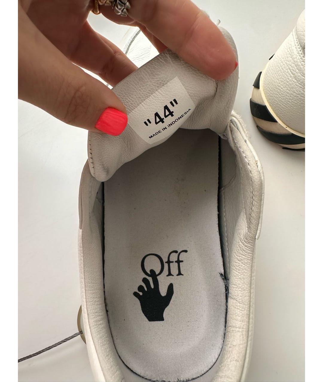 OFF-WHITE Белые кожаные низкие кроссовки / кеды, фото 5