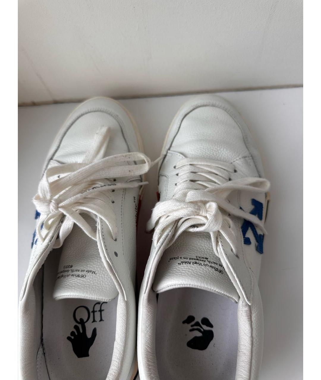 OFF-WHITE Белые кожаные низкие кроссовки / кеды, фото 3