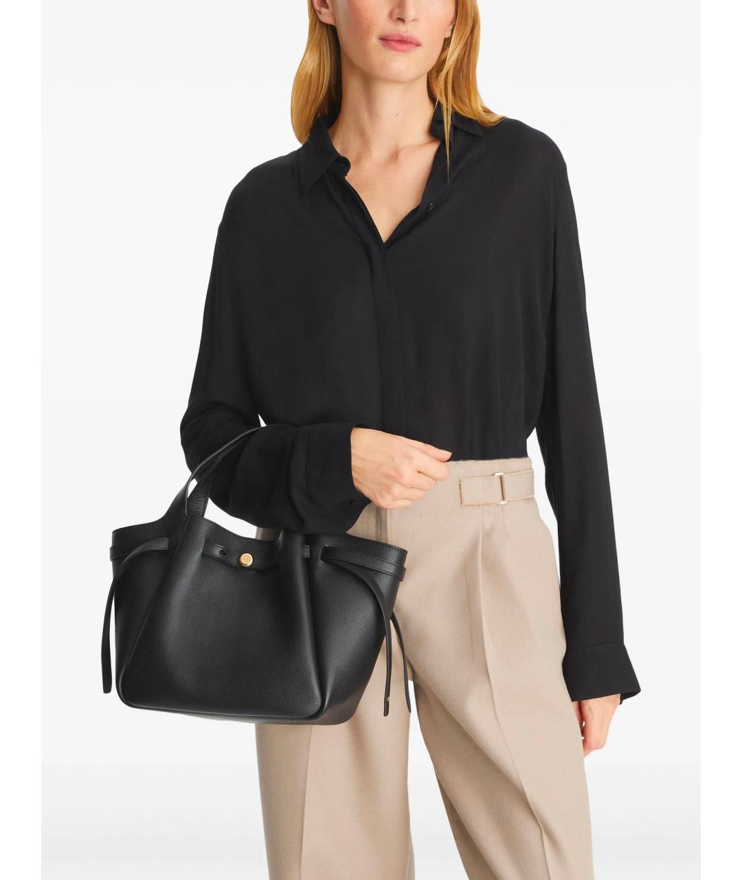 TORY BURCH Черная кожаная сумка тоут, фото 2