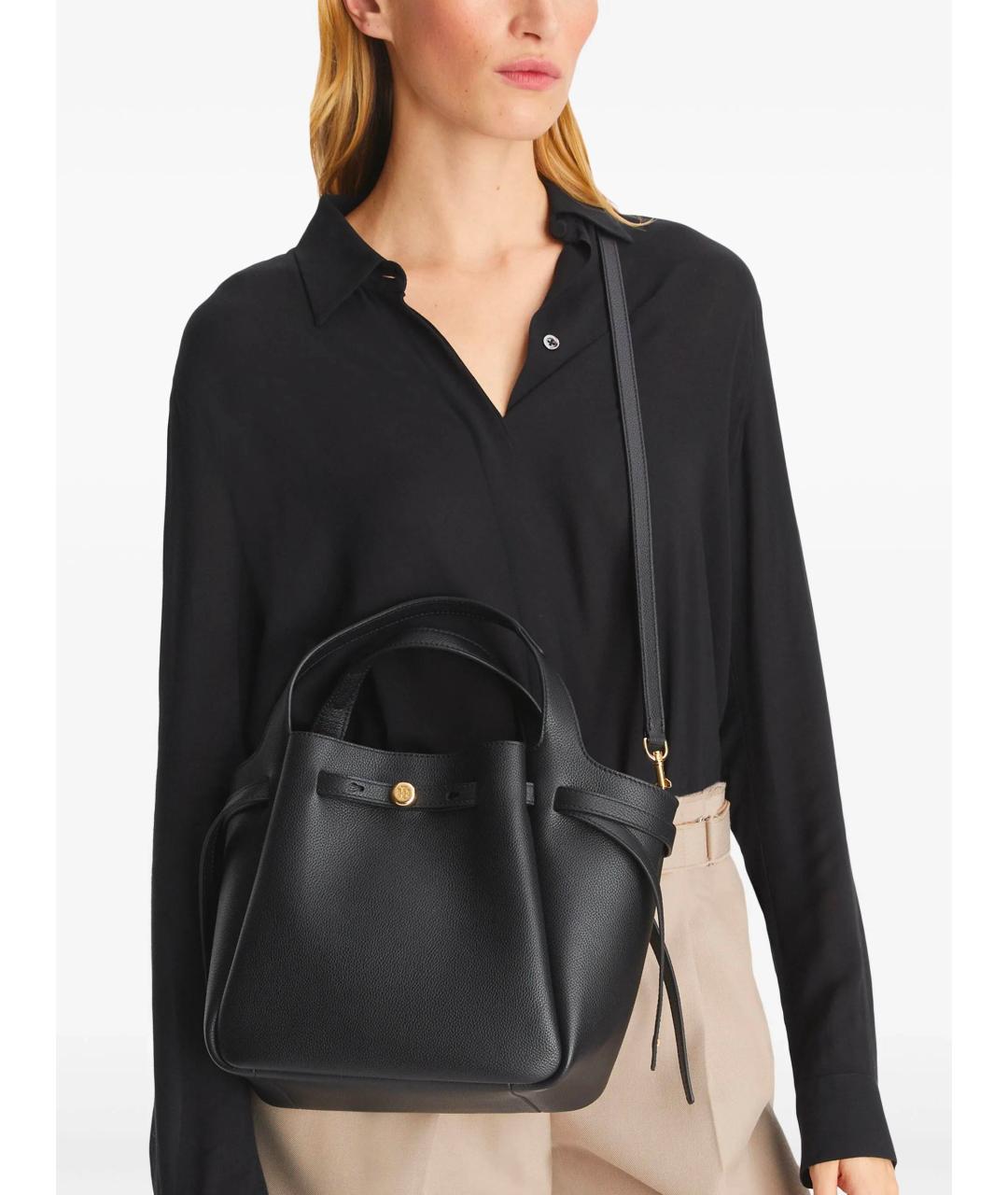 TORY BURCH Черная кожаная сумка тоут, фото 3