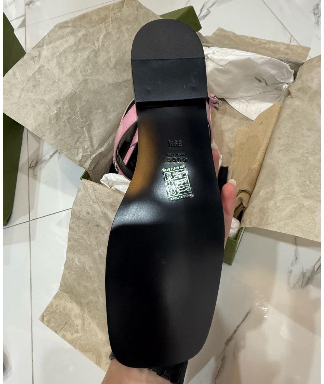 GUCCI Розовые кожаные босоножки, фото 6