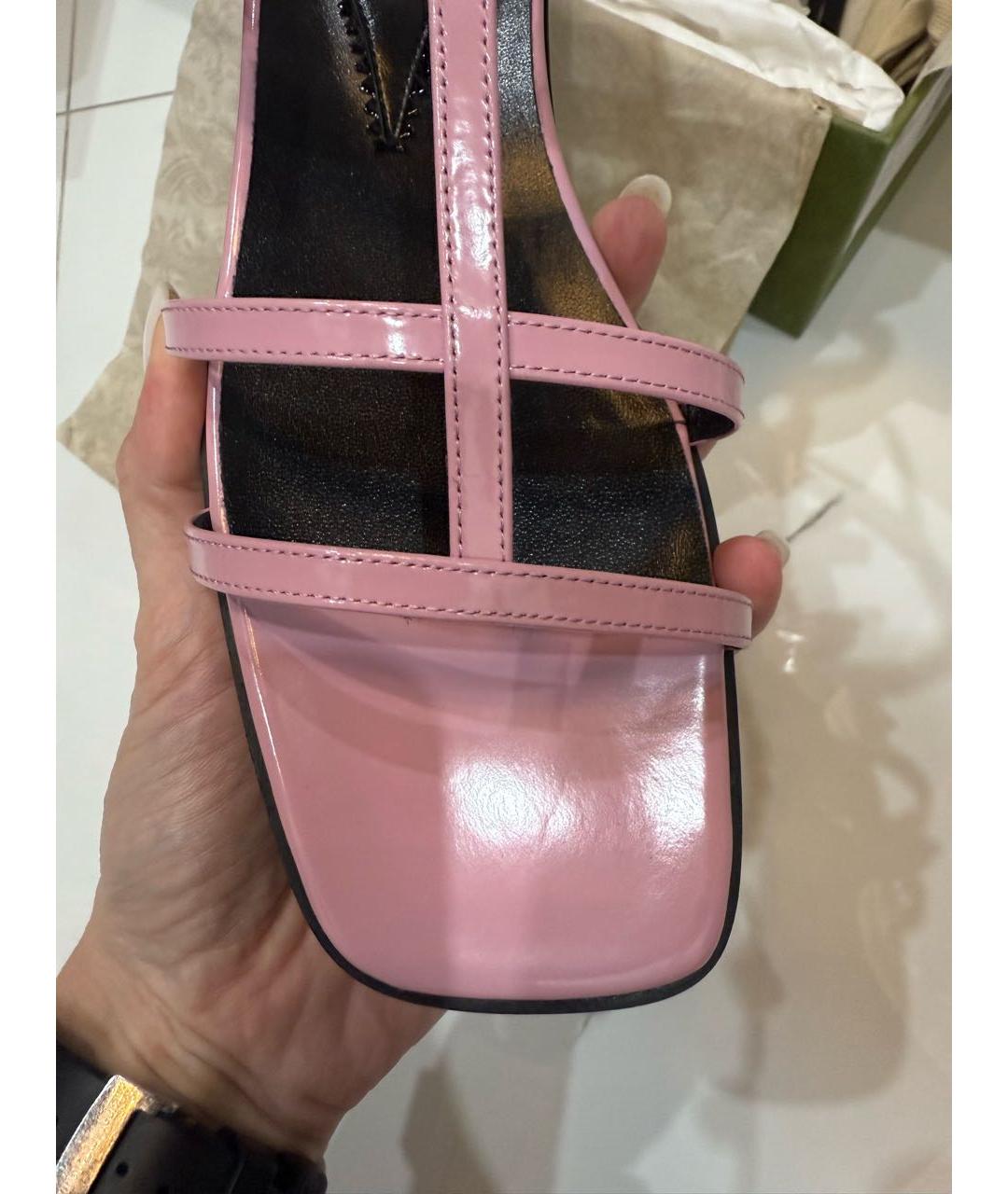 GUCCI Розовые кожаные босоножки, фото 3