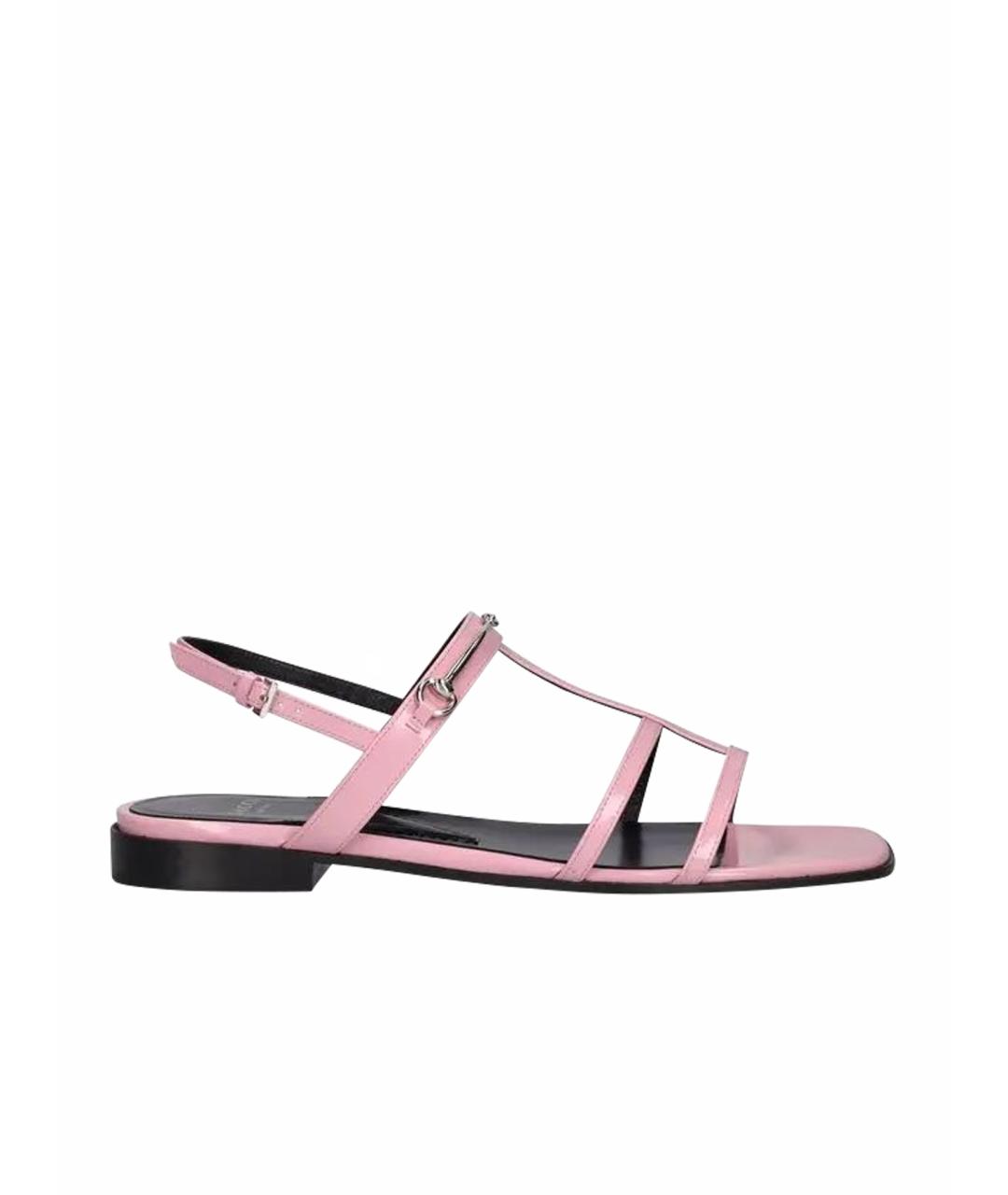 GUCCI Розовые кожаные босоножки, фото 1