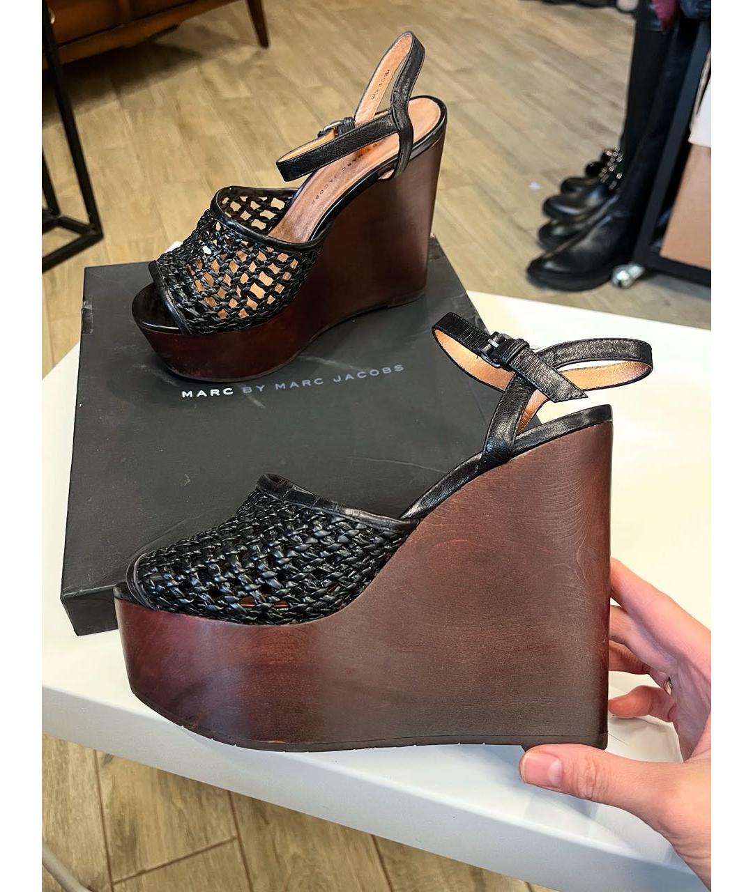 MARC BY MARC JACOBS Черные кожаные босоножки, фото 9