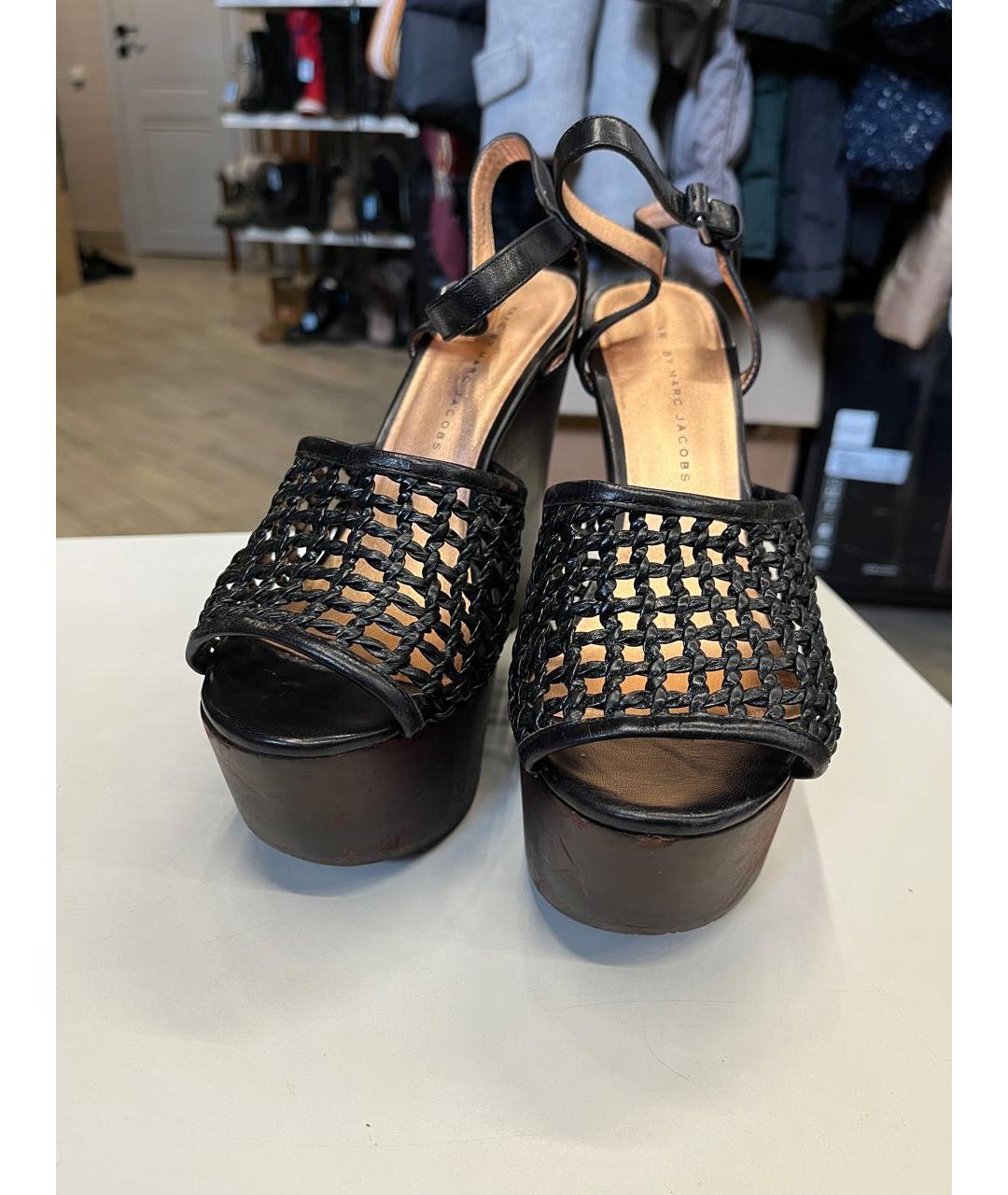 MARC BY MARC JACOBS Черные кожаные босоножки, фото 2