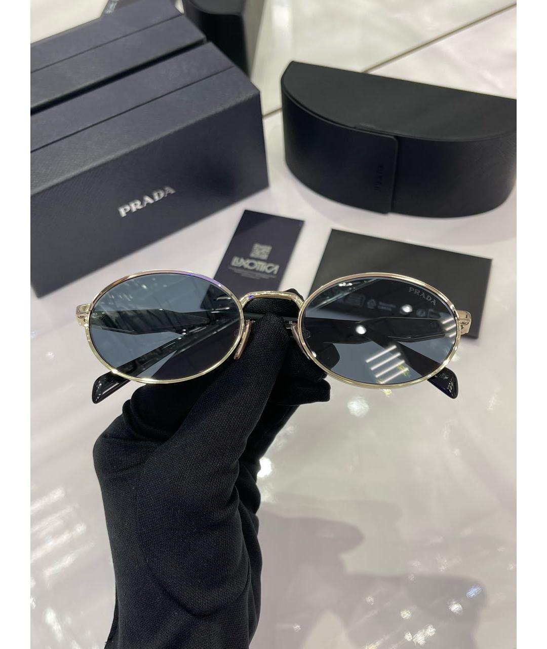 PRADA Золотые металлические солнцезащитные очки, фото 2