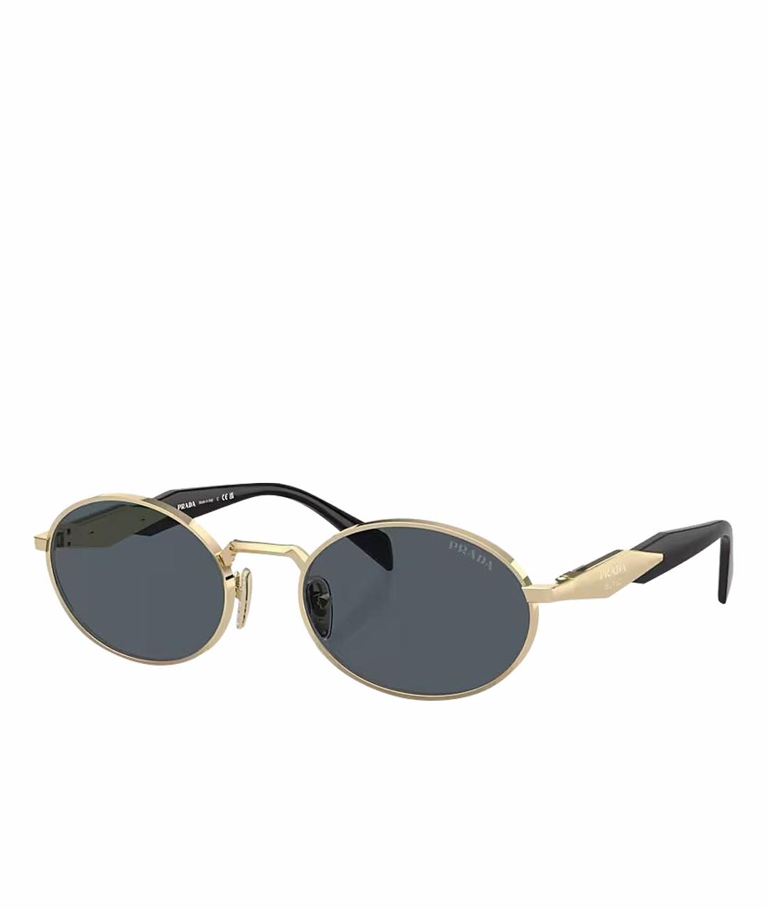 PRADA Золотые металлические солнцезащитные очки, фото 1