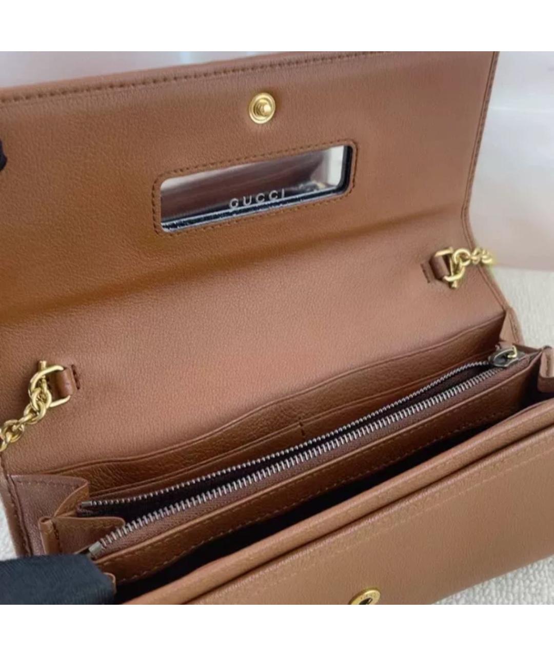 GUCCI Коричневая кожаная сумка через плечо, фото 3