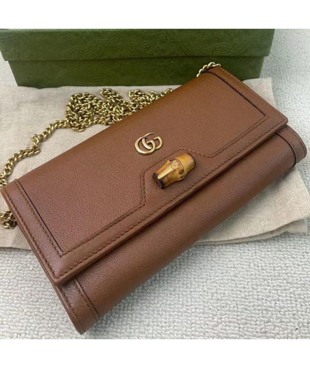 GUCCI Коричневая кожаная сумка через плечо, фото 4