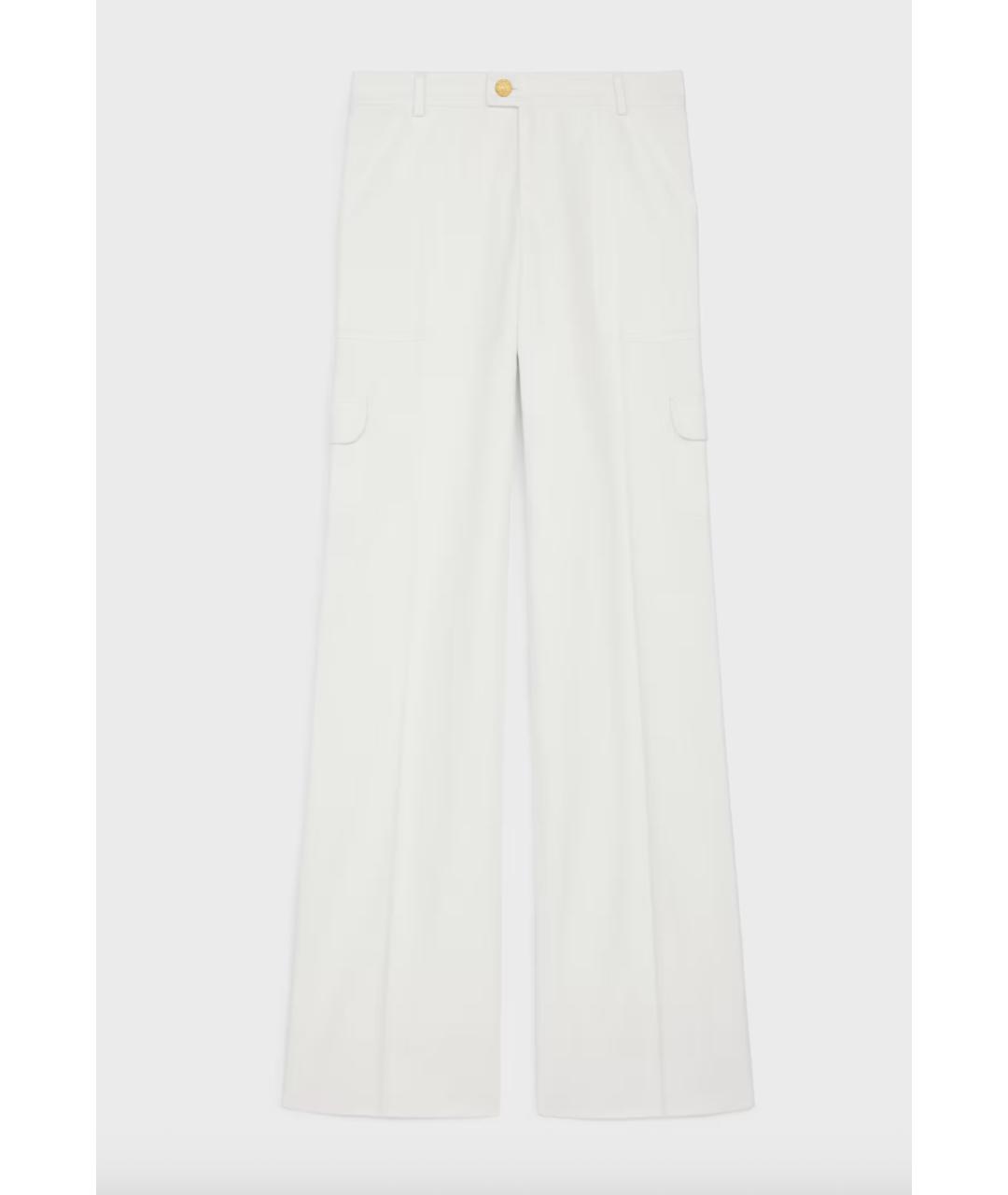 CELINE Белые хлопковые прямые брюки, фото 4