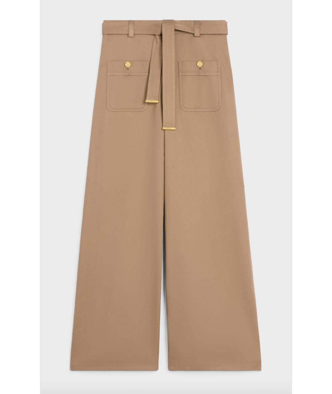 CELINE Бежевые хлопковые прямые брюки, фото 5