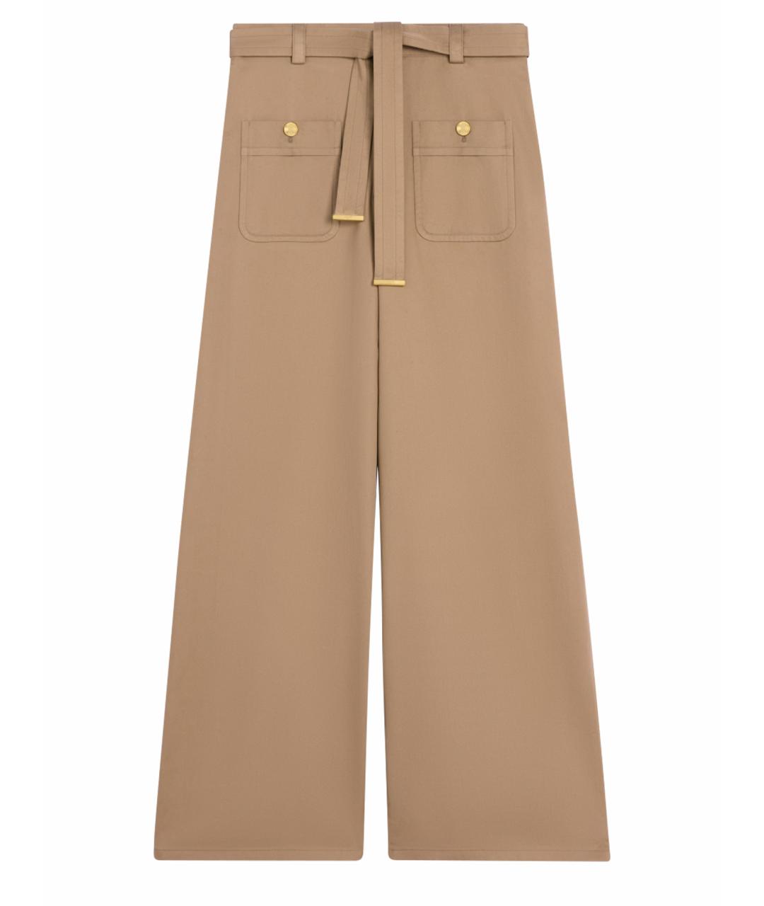 CELINE Бежевые хлопковые прямые брюки, фото 1