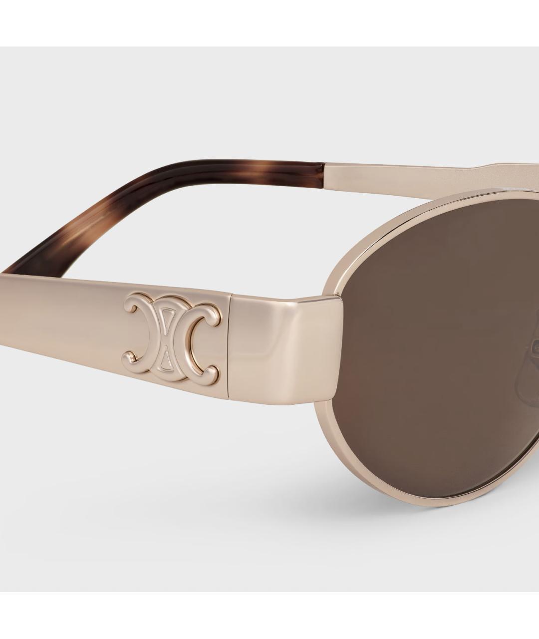 CELINE Золотые металлические солнцезащитные очки, фото 5