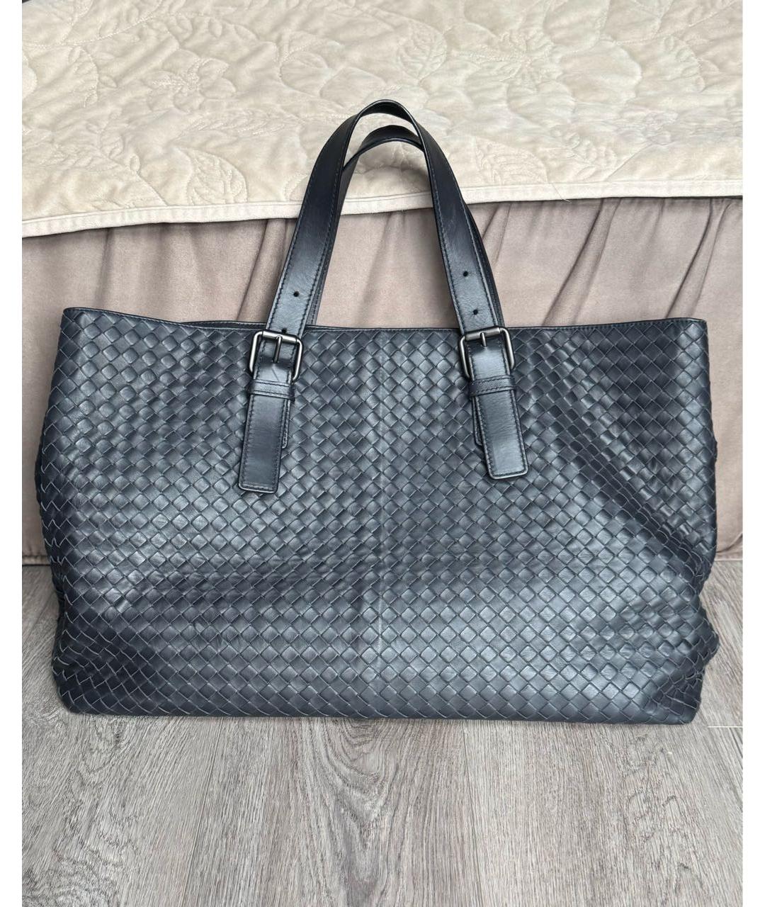BOTTEGA VENETA Темно-синяя кожаная сумка тоут, фото 9