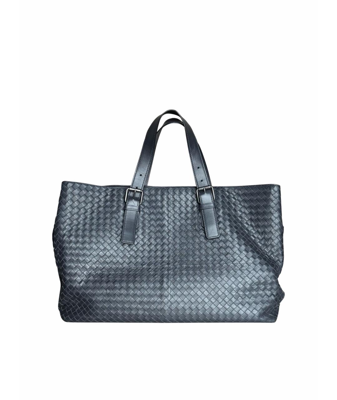 BOTTEGA VENETA Темно-синяя кожаная сумка тоут, фото 1