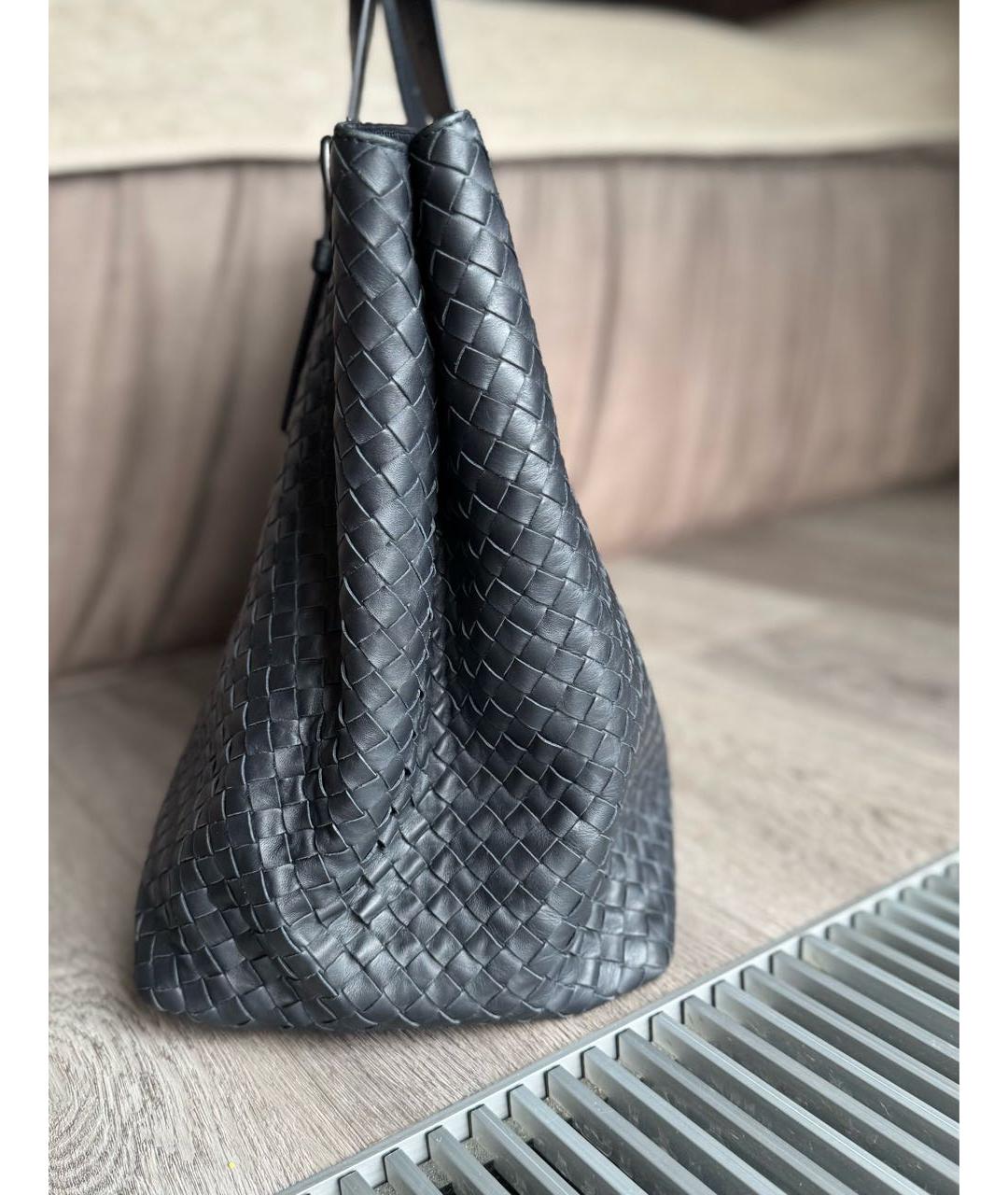 BOTTEGA VENETA Темно-синяя кожаная сумка тоут, фото 8