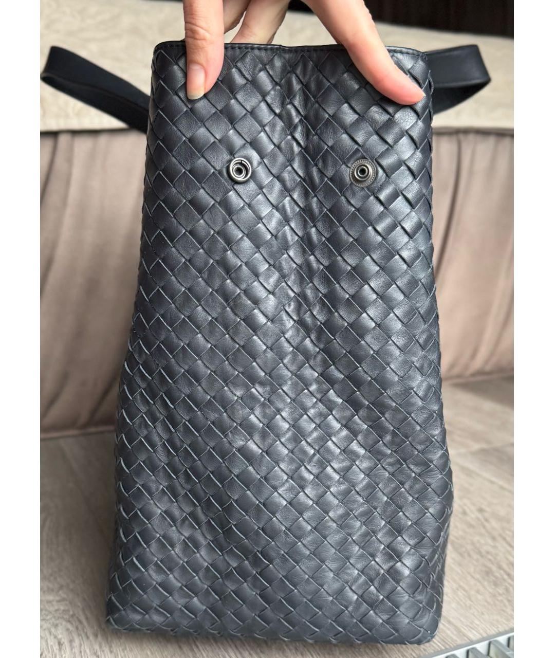 BOTTEGA VENETA Темно-синяя кожаная сумка тоут, фото 3