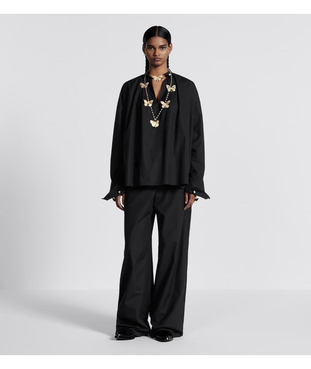 CHRISTIAN DIOR Черные хлопковые прямые брюки, фото 2