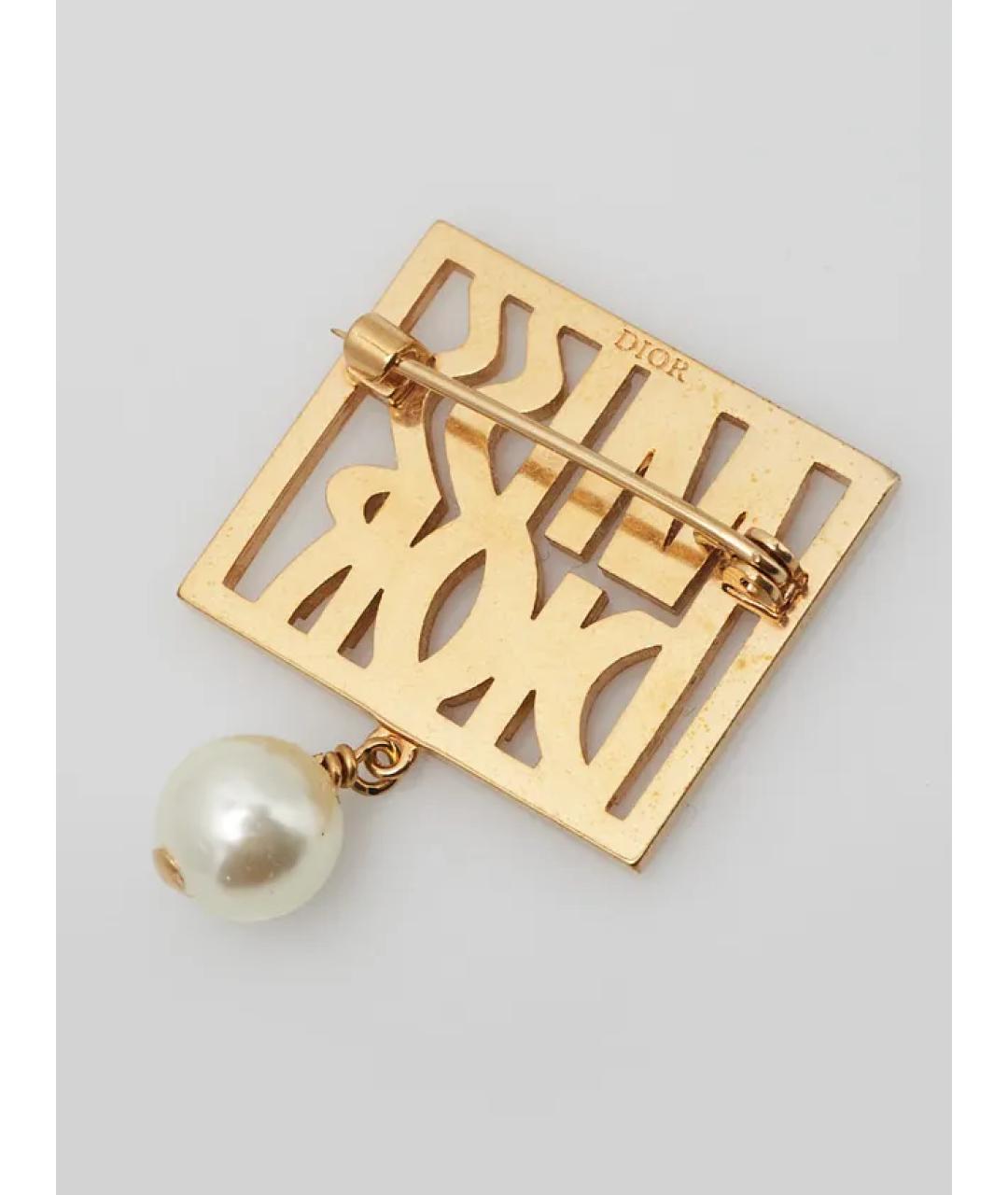 CHRISTIAN DIOR Золотая металлическая булавка / брошь, фото 2