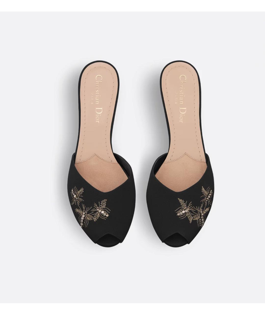 CHRISTIAN DIOR Черные текстильные мюли, фото 5