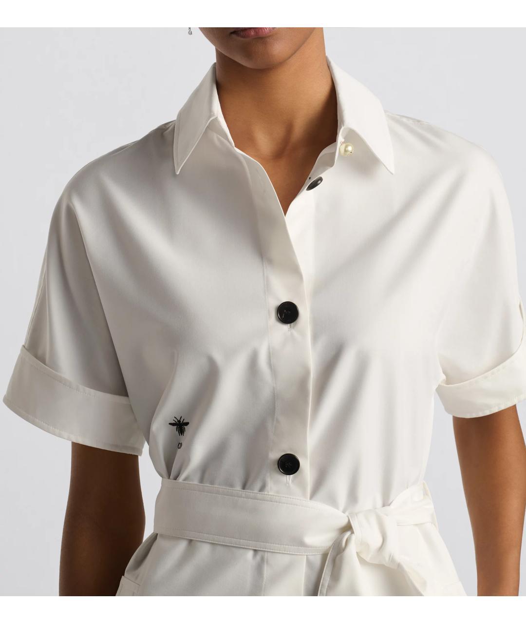 CHRISTIAN DIOR Белое хлопковое повседневное платье, фото 4