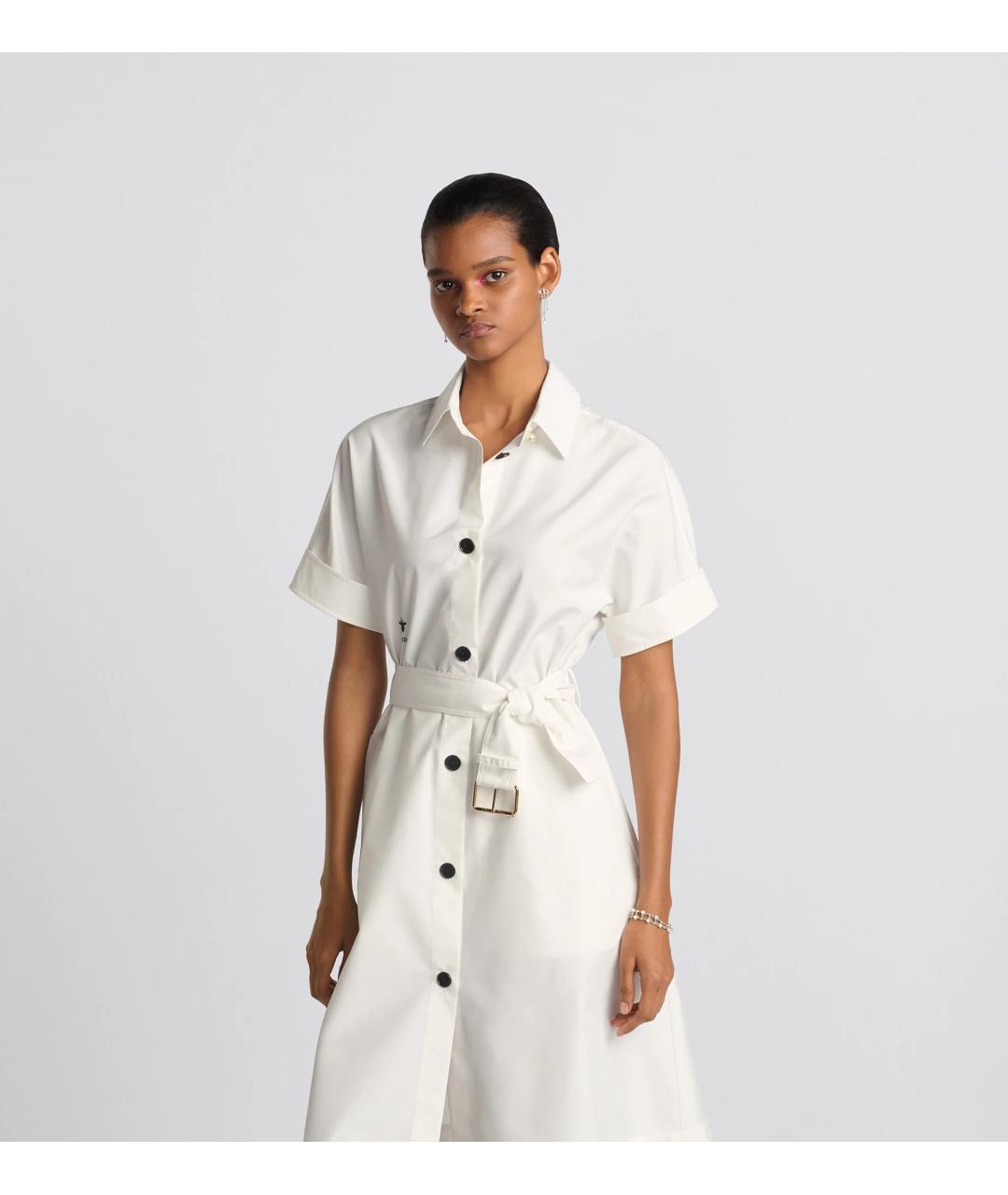 CHRISTIAN DIOR Белое хлопковое повседневное платье, фото 3