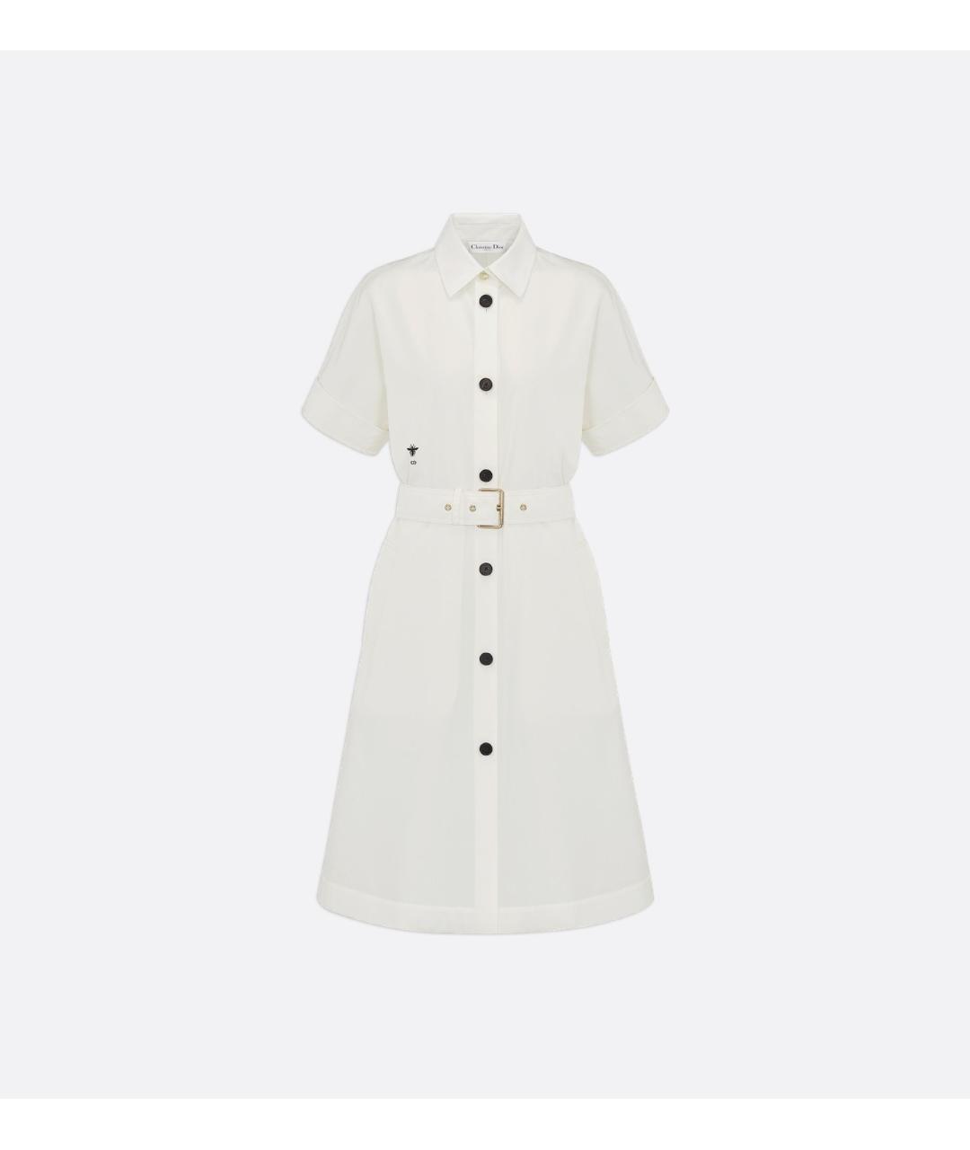 CHRISTIAN DIOR Белое хлопковое повседневное платье, фото 7
