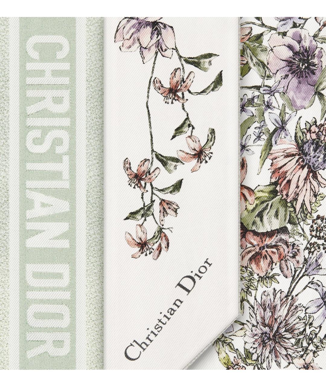 CHRISTIAN DIOR Салатовый шелковый шарф, фото 5