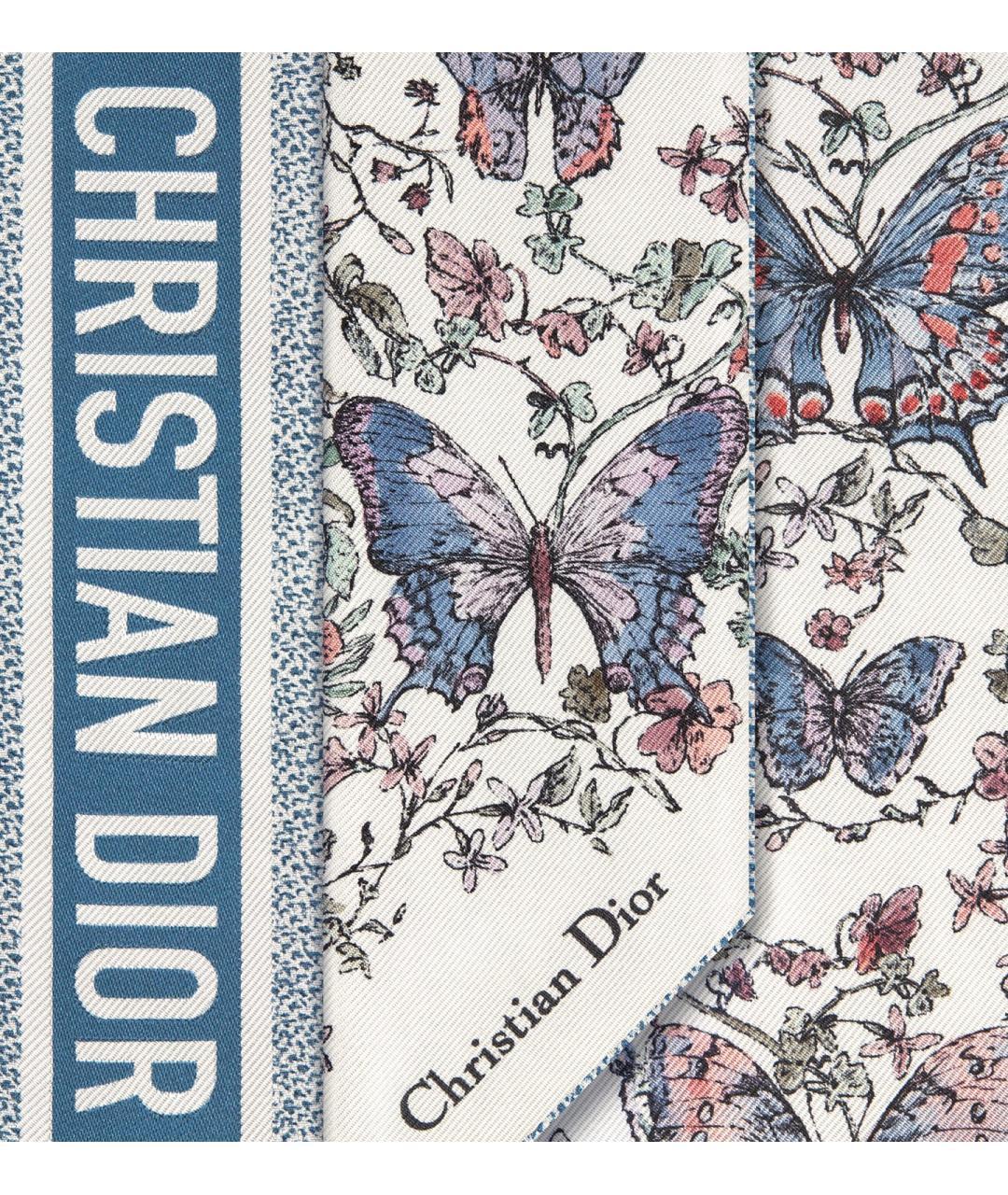 CHRISTIAN DIOR Синий шелковый шарф, фото 5