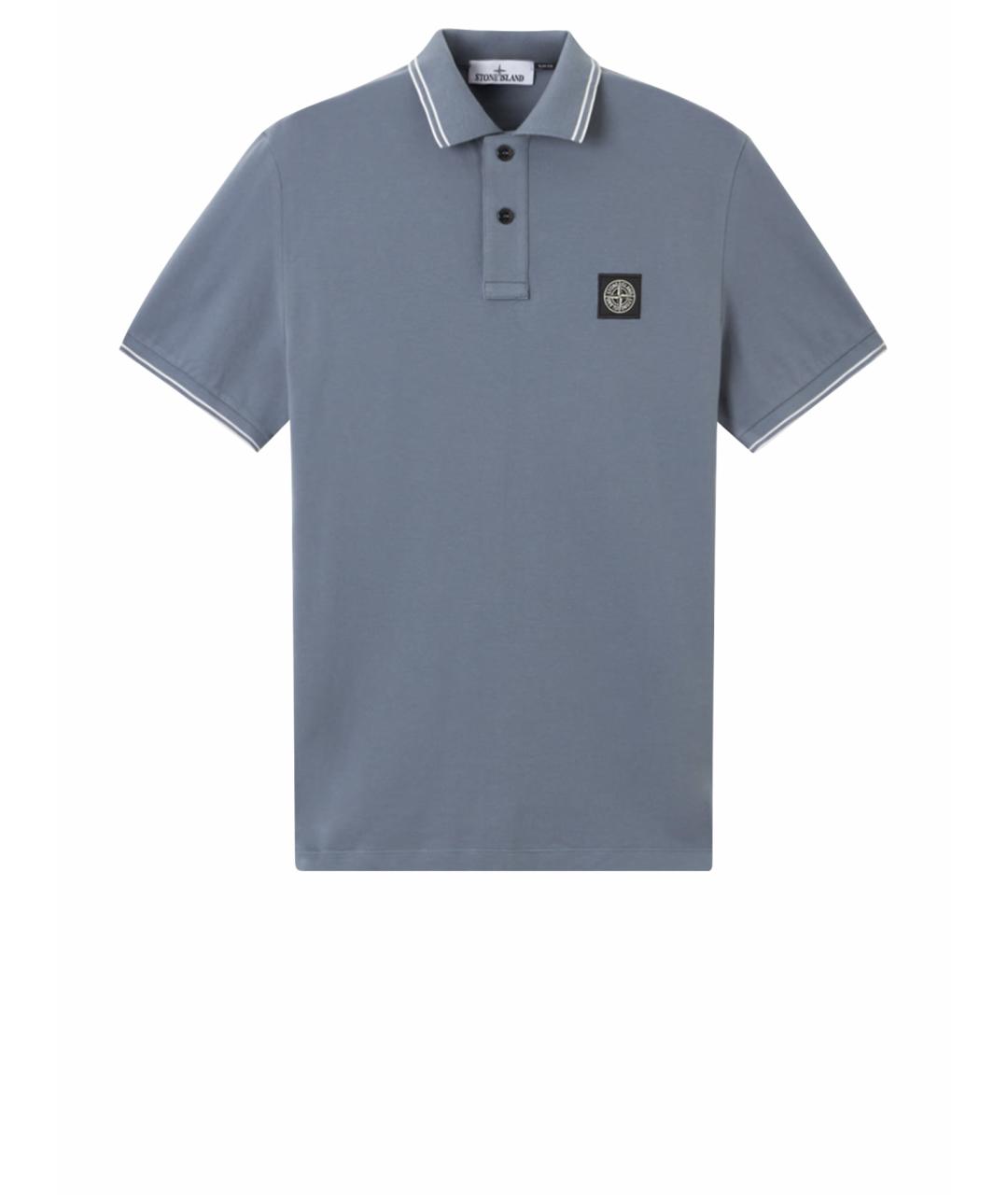 STONE ISLAND Голубое хлопковое поло с коротким рукавом, фото 1