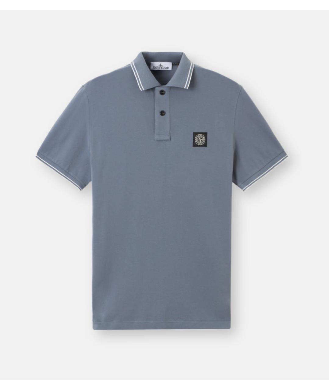 STONE ISLAND Голубое хлопковое поло с коротким рукавом, фото 5