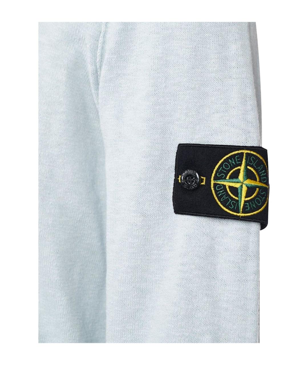 STONE ISLAND Голубой хлопко-эластановый джемпер / свитер, фото 2