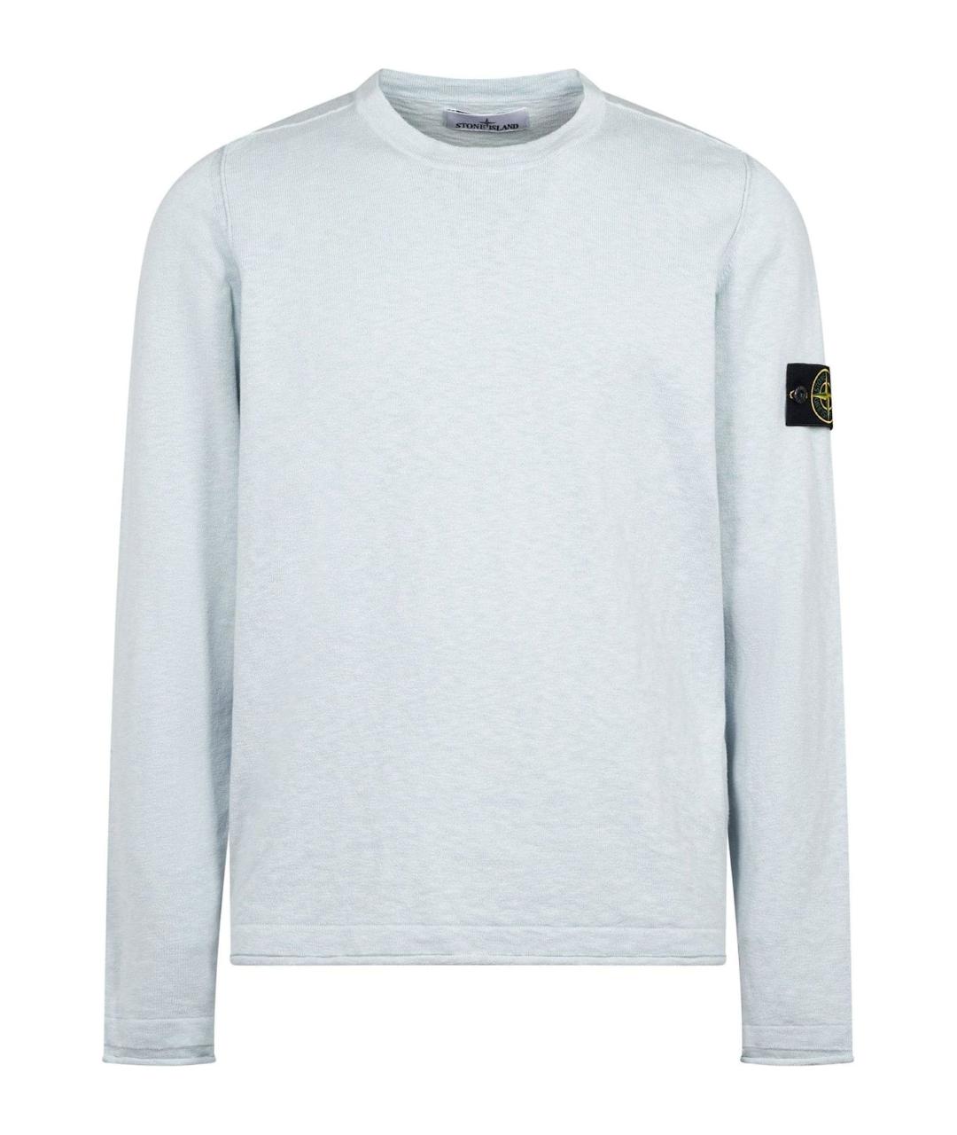 STONE ISLAND Голубой хлопко-эластановый джемпер / свитер, фото 1
