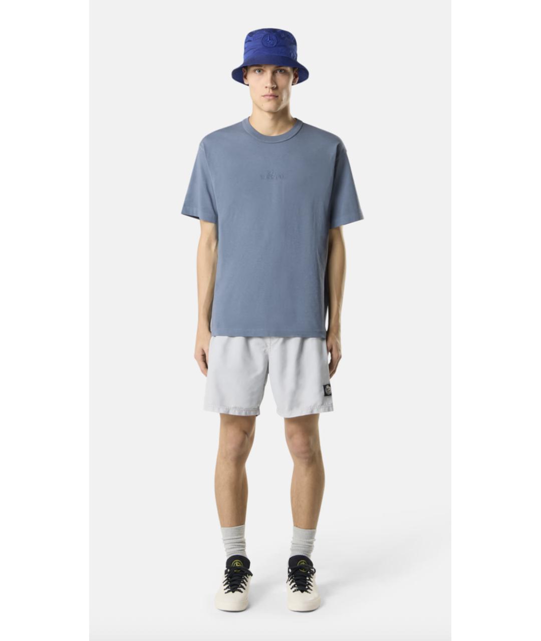 STONE ISLAND Голубая хлопковая футболка, фото 2
