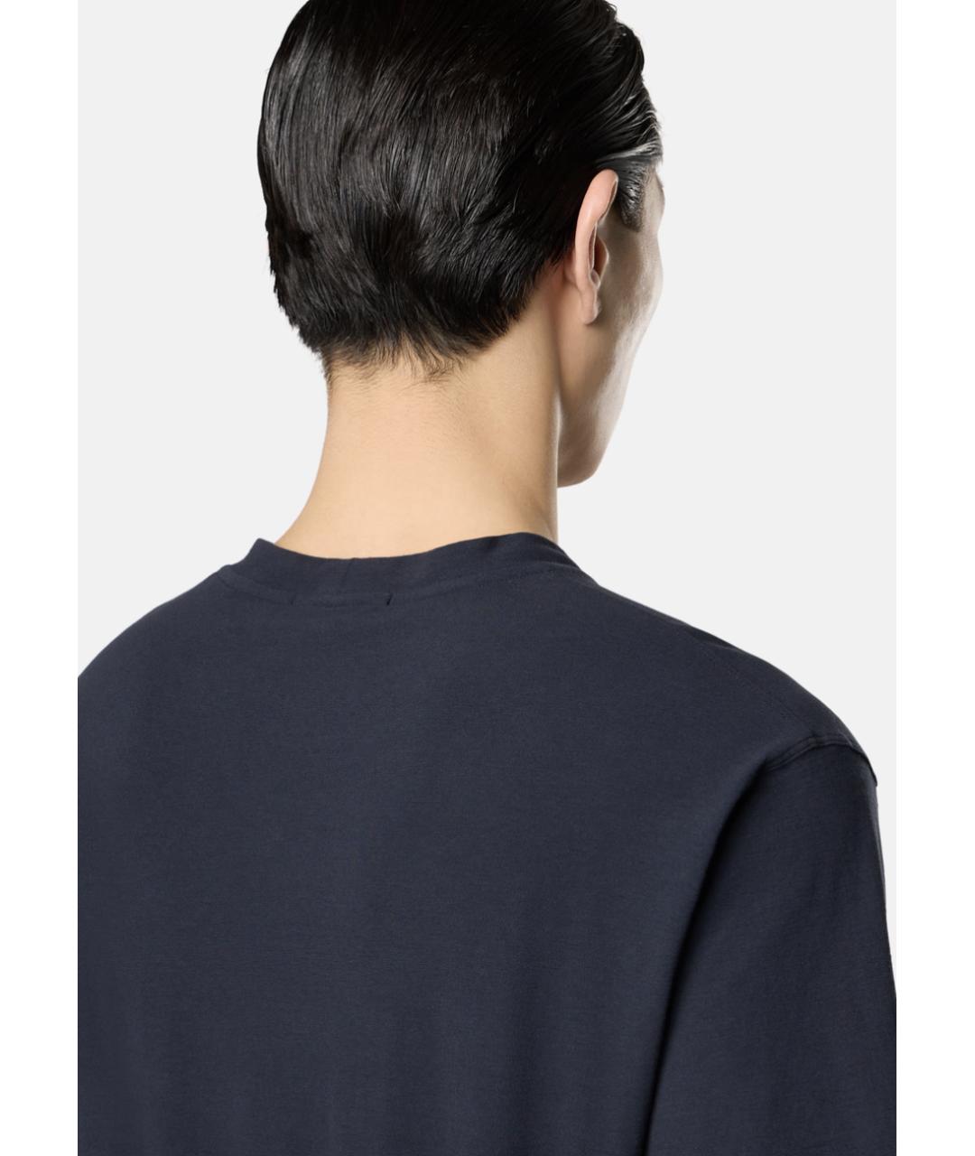 STONE ISLAND Темно-синяя хлопковая футболка, фото 4