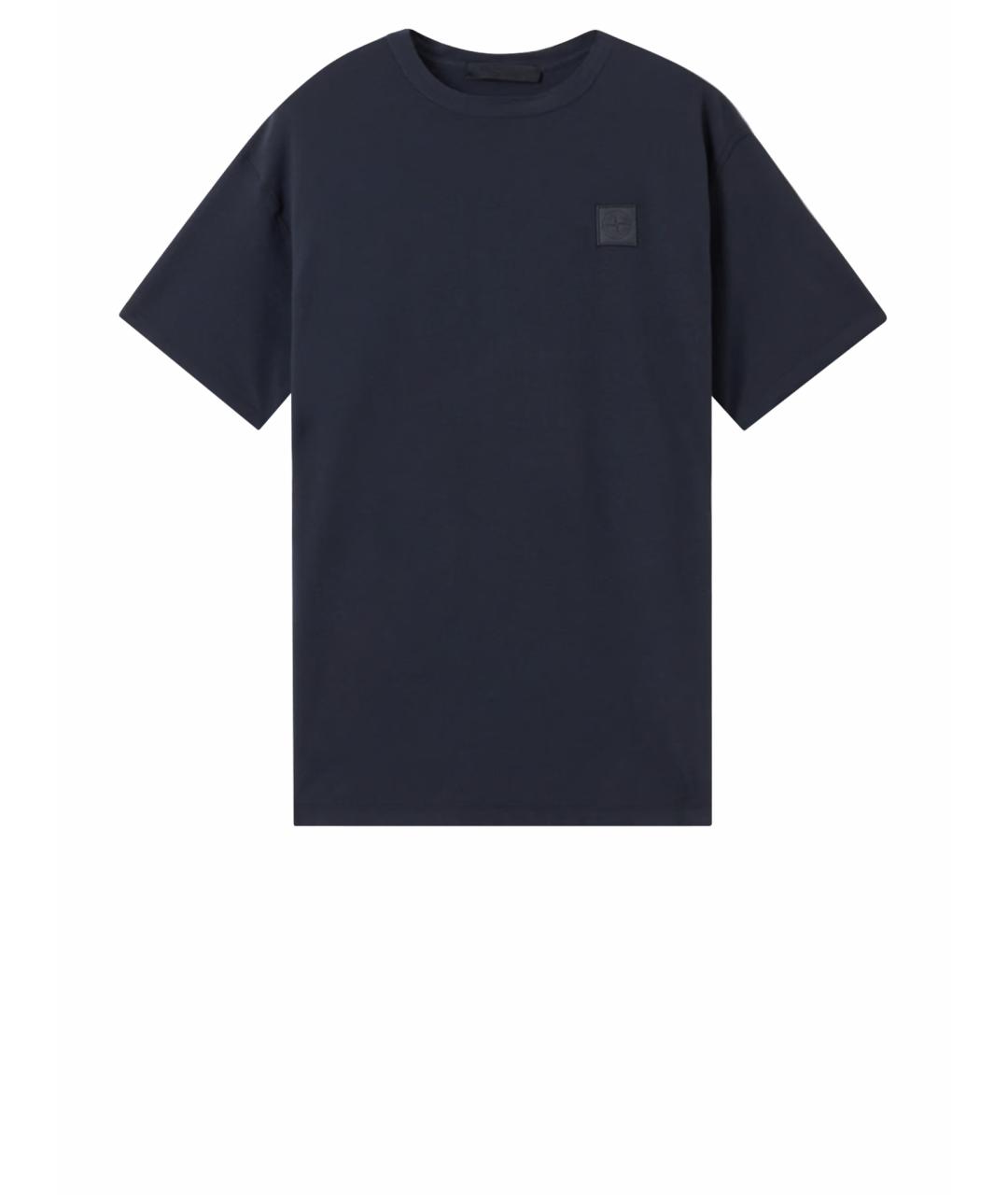STONE ISLAND Темно-синяя хлопковая футболка, фото 1