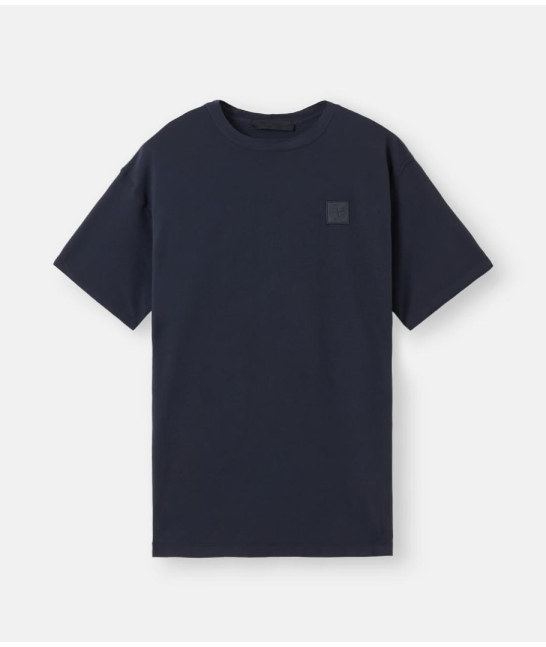 STONE ISLAND Темно-синяя хлопковая футболка, фото 6