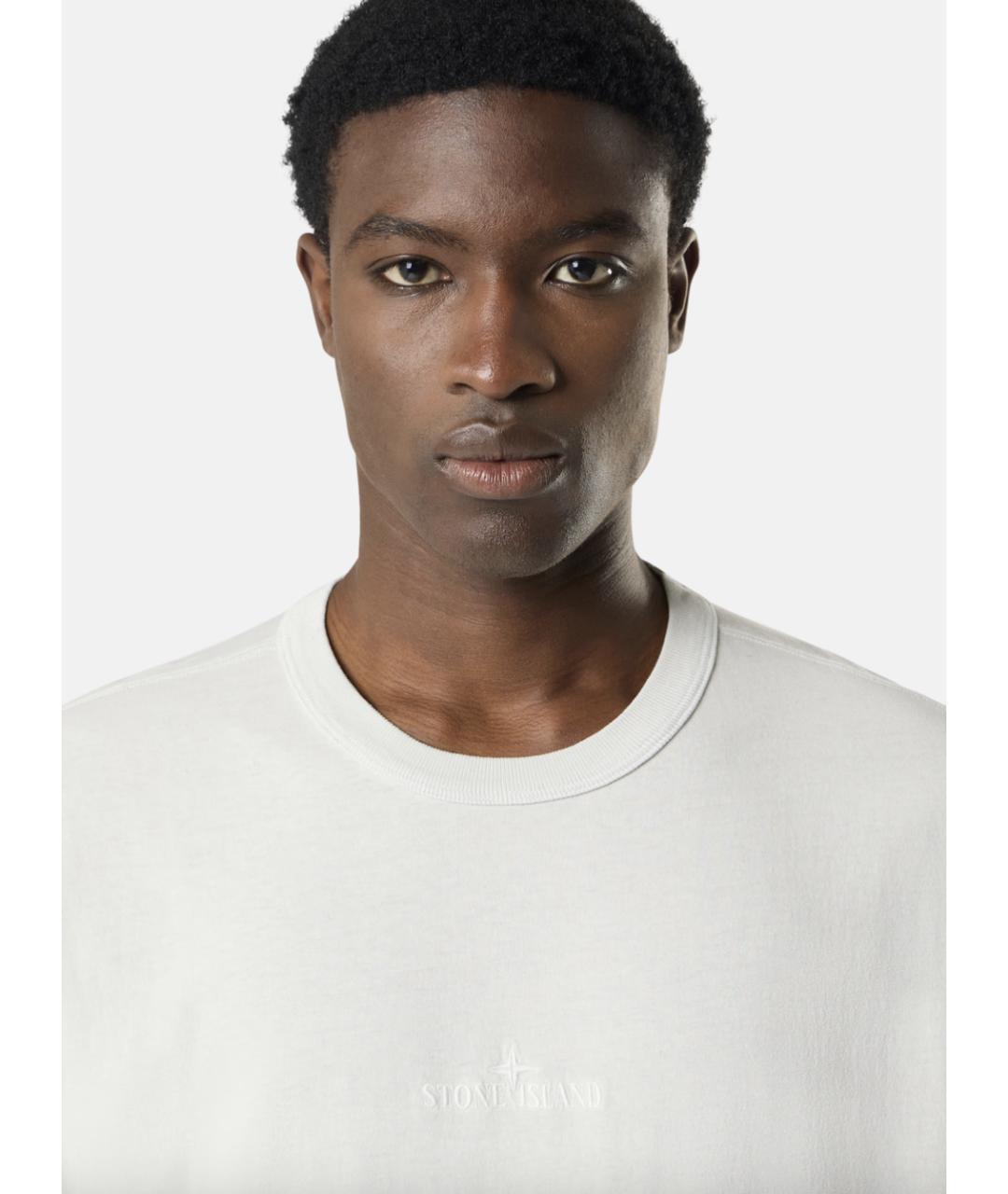 STONE ISLAND Голубая хлопковая футболка, фото 3