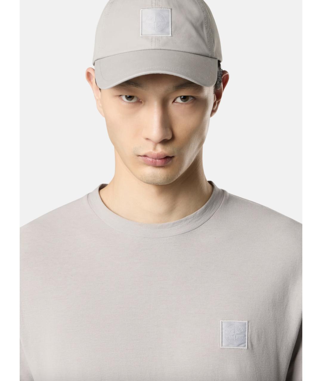 STONE ISLAND Серая хлопковая футболка, фото 3