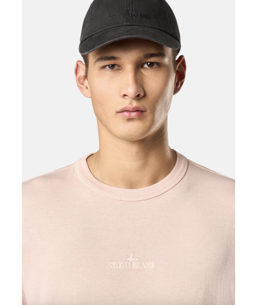 STONE ISLAND Розовая хлопковая футболка, фото 3