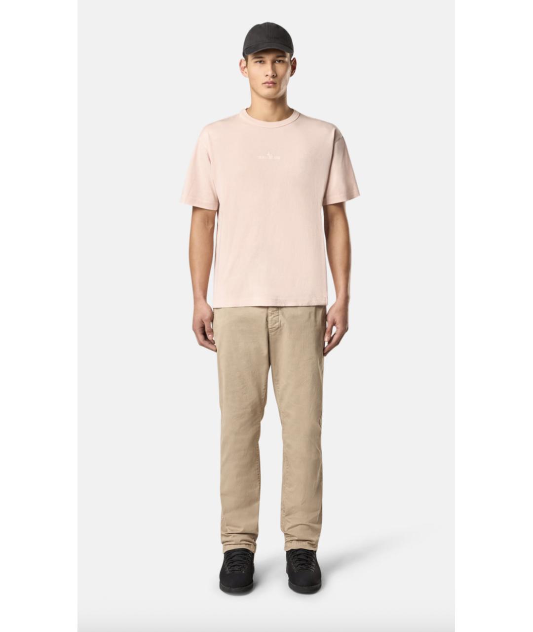 STONE ISLAND Розовая хлопковая футболка, фото 2