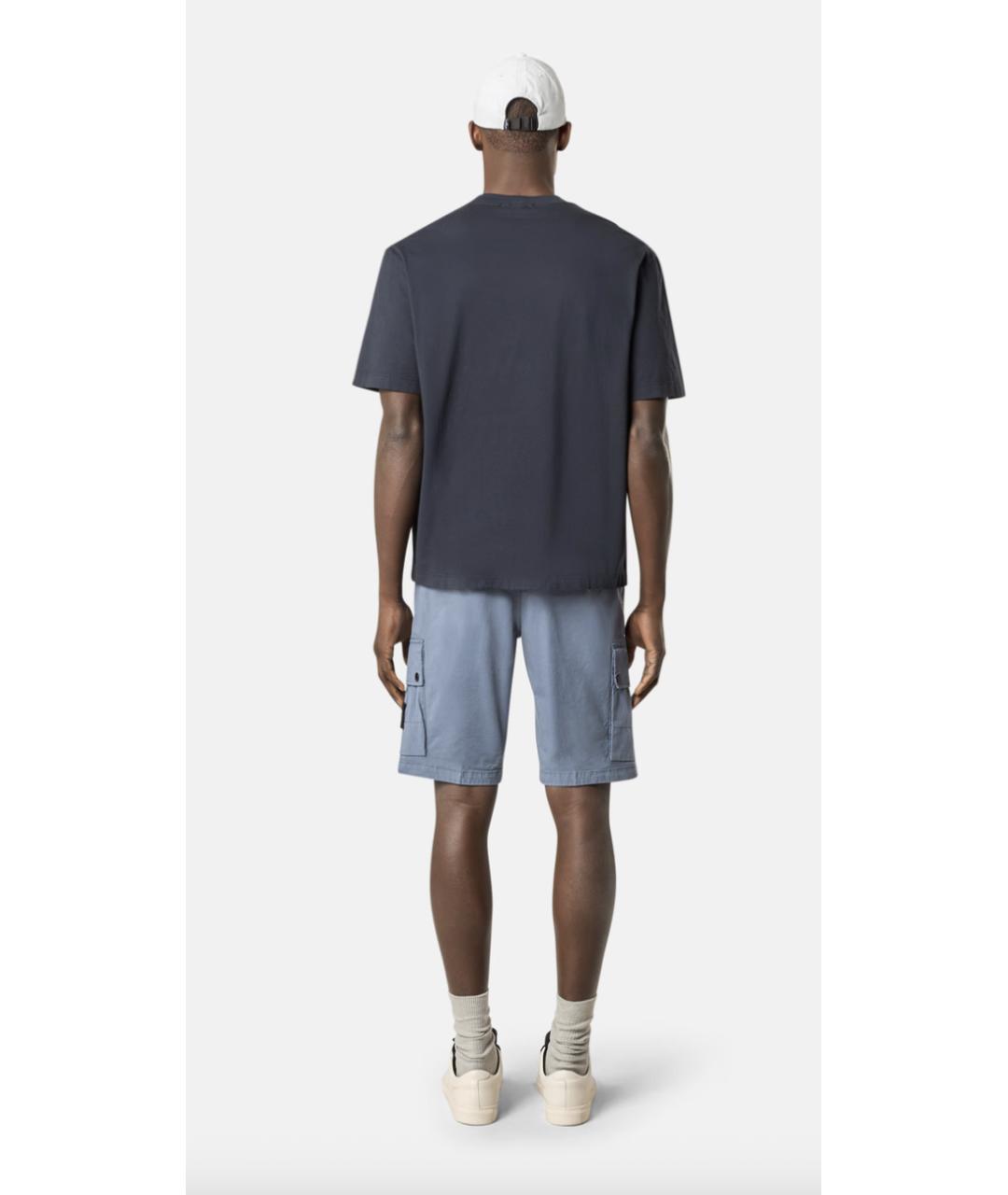 STONE ISLAND Темно-синяя хлопковая футболка, фото 4