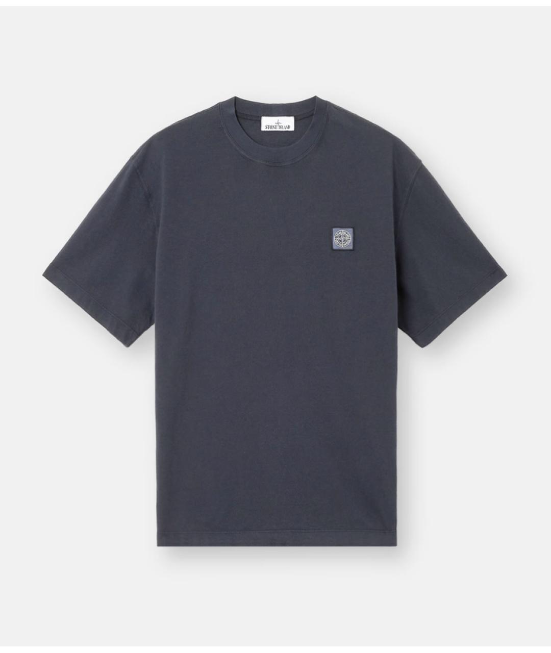 STONE ISLAND Темно-синяя хлопковая футболка, фото 5