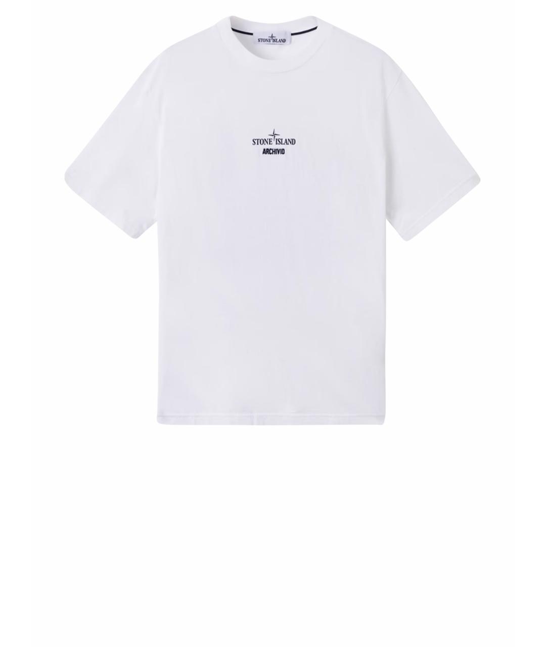 STONE ISLAND Белая хлопковая футболка, фото 1
